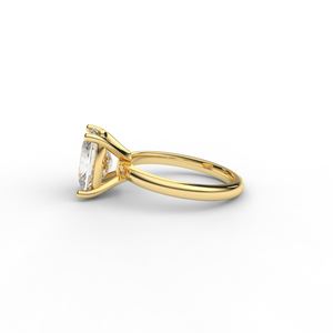 Elegant Cushion Cut Lab <b>Diamond</b> <b>Ring</b> Plain Band 14kt Yellow Gold - Product Image 2