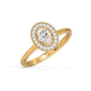 Clásico Oval Lab Grown Diamond Solitaire Halo Set 14K Oro sólido Anillo fino romántico para fiestas de aniversario de compromiso de las mujeres - Product Image 3