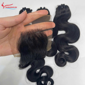 20% ต่อผมมนุษย์ปิดตัวเป็นลอนผมสีดำและสีบลอนด์ - Product Image 4