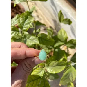 Bague en Or Blanc 14K et Argent 925 avec Turquoise Naturelle Taillée Émeraude, Bijou Fin Rhodié pour Usage Quotidien, Sertie d'Émeraude en Sertissage Bezel - Product Image 1