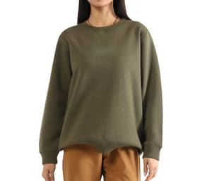 Top Quality Customized Your Own Logo Long Sleeve Loose Fit Ribbed Crewneck Cotton Polyester Fleece Cuffs Women Sweatshirt <b>Comfy</b> - Product Image 5