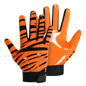 Guantes de fútbol americano con diseño de rayas de Tigre, diseño personalizado, palma, cómodos