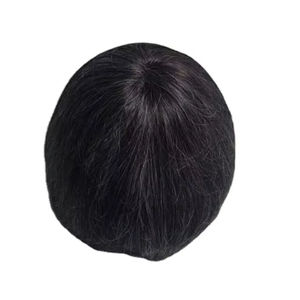 Perruque en cheveux humains à dentelle frontale mono, cheveux chinois vierges Remy, patchs de cheveux, lisses crépus, vague profonde, 1b+gris - Product Image 3