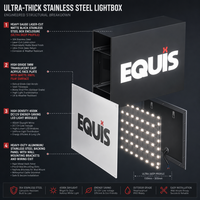 Enseigne publicitaire lumineuse personnalisée en acier inoxydable ultra-épais 4500K DC12V avec face en acrylique filmé pour intérieur, enseignes commerciales avec logo