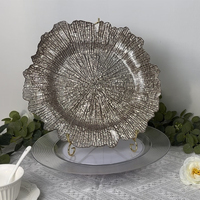 Assiette de Présentation Irrégulière Ondulée en Plastique Argenté pour Mariage, Restaurant, Décoration de Table, Plateau à Salade, Apéritif, Dessert