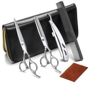 Juego de tijeras de corte y adelgazamiento de cabello profesional de calidad garantizada de venta superior Juego de tijeras de peluquero de color personalizado con cuero - Product Image 1