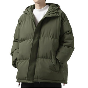Warm Puffer Jacket Medium Length Soft Padding Trendy Winter Street Outfit - Product Image 6