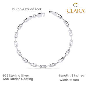 NOVAMART Fine <b>Silver</b> Soren Men's 8-Inch <b>Bracelet</b> with Rhodium Plated White Rose 14K/18K Gold Featuring Religious <b>Charm</b> and Pearl - Product Image 5