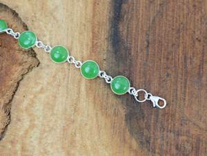 Bracelet en argent sterling avec jade vert, fait à la main, réglable, bijoux en pierres précieuses, bracelet élégant, cadeaux pour femmes - Product Image 2