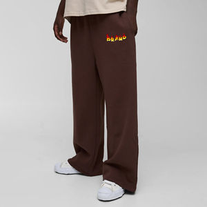 2025 recién llegado 100% algodón ajuste relajado pantalones de pierna ancha para hombre ropa casual de invierno Color sólido peso pesado personalizado lavado hombre pantalón - Product Image 1