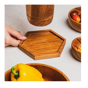 Sous-verres en bois de mangue naturelle Pot à boisson Tasse à café Sous-verres en noyer Vente - Product Image 2