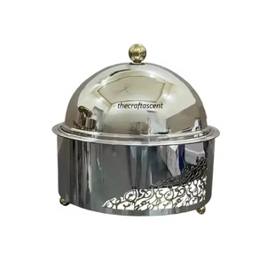 Vente chaude Design Moderne Martelé Blanc Enduit À La Main Casserole Serveur De Nourriture Ou Réchauffeur De Nourriture En Acier & Hotpot Avec Couvercle Pour Les Hôtels - Product Image 3