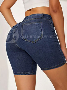 Shorts en jean d'été pour femmes Salubrious Sports, taille mi-haute, coupe régulière, 100% coton, séchage rapide, patchs personnalisés, confortables, style hip-hop - Product Image 3
