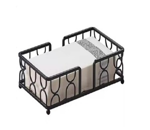 Servilletero de alambre de hierro revestido negro, servilletero colgante para comedor, decoración del hogar, servilletero de mesa para uso en restaurante - Product Image 4