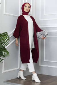 Nouvelle saison modeste femmes hiver islamique Viscose Abaya veste tunique tricots Cardigan qualité gratuite conception turque Hijab - Product Image 2