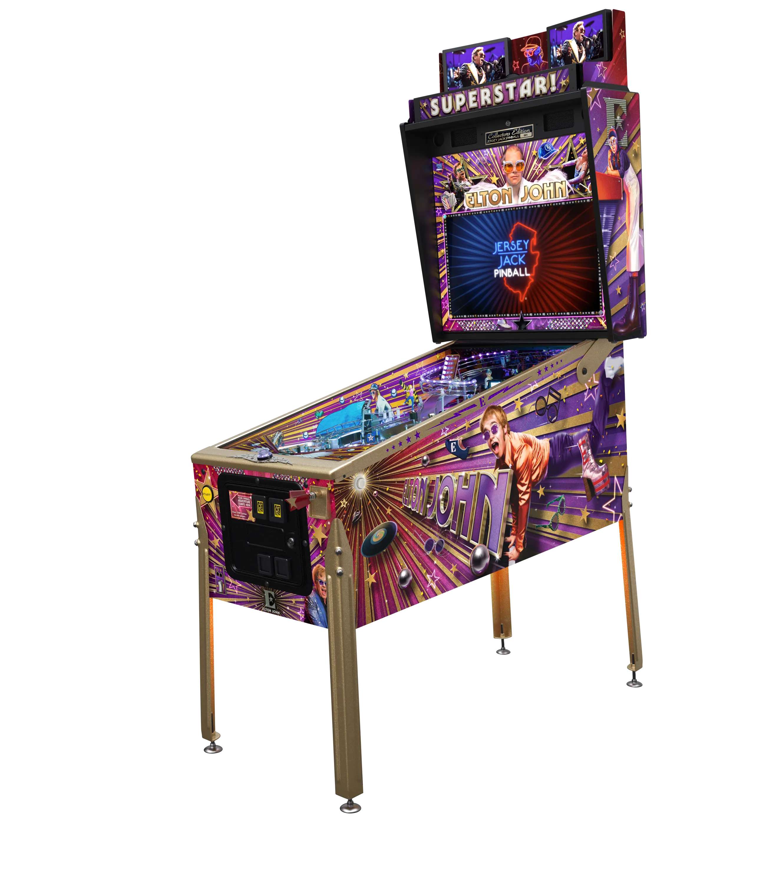 Jersey Jack Elton John Pinball Machine - Collectors Edition Jeux d'arcade de flipper avec Wi-Fi activé et audio Bluetooth