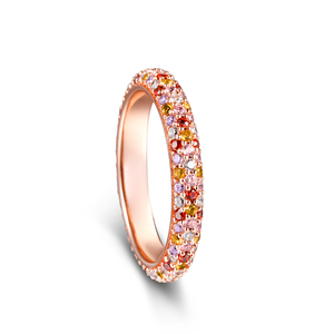 แหวนผู้หญิงเงินสเตอร์ลิงประดับเพทายทรงกลมหลากสีเจลิยา บลาซิ่ง - Product Image 4