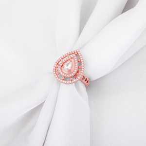 Anillo de gota de rocío de oro rosa, incrustaciones de moda con diseño de corazón geométrico, joyería de latón chapada en oro de 18 quilates - Product Image 3