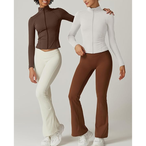 Femmes Zip Up Vestes Mock Col Roulé Automne Hoodies Ajusté 2025 Athlétique Vêtements D'entraînement avec Poches - Product Image 6