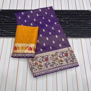 Saree Paithani de seda de tejido puro de lujo con intrincado trabajo Zari perfecto para bodas, fiestas y colecciones étnicas - Product Image 3