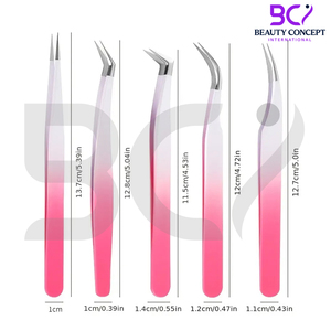Ensemble de 5 pinces à cils pour greffe, outils de maquillage de beauté en acier inoxydable, pinces pour extensions de cils volume - Product Image 4