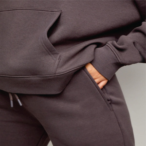 65% coton 35% Polyester doux Jersey tissu côtelé poignets base surdimensionné survêtement doux ardoise femmes survêtement bas - Product Image 6