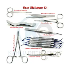 Kit de Cirugía de elevación de sinusal Dental, pinzas de tejido, tijeras, implante de injerto de huesos, jeringa