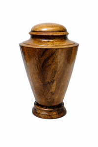 Urne funéraire classique en bois artisanal avec finition polie lisse, bande décorative incrustée et couvercle sécurisé - Product Image 2