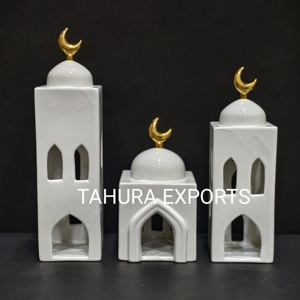 Lanterne de Ramadan Eid en céramique à motifs charmants et magnifiques, porte-bougie chauffe-plat décoratif, ambiance festive et spirituelle, décoration d'intérieur - Product Image 2