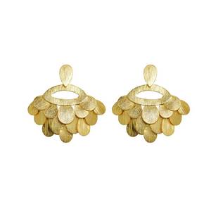 Nueva joyería de moda Primavera novia textura tachuelas pendientes hoja pendiente tendencias 2024 joyería de latón para mujer - Product Image 1