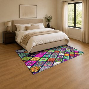 RUGS DEPOT LXDP-0358 Wholesale Multicolor Neutral Modern Abstract Digital Printed Machine Washable Chenille Area Rug Non <b>Slip</b> - Product Image 3