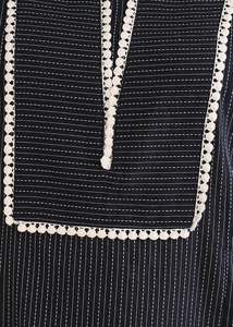 Kurti corto de algodón cambric azul marino con bordado kantha para mujer, con cuello en V y diseño sin mangas, estilo hasta la rodilla, corte regular. - Product Image 3