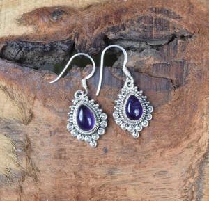 Tendance 925 Sterling Silver Amethyst Gemstone Boucles D'oreilles Bijoux À La Main En Argent Boho Style Boucles D'oreilles Bijoux Pour Femmes - Product Image 3