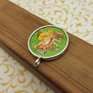 Pendentif cadres en verre en argent 925 avec œuvre artisanale Lord Ganesh Bijoux uniques peints à la main Pendentif de peinture spirituelle - Product Image 4