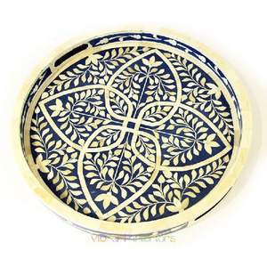 Bandejas con incrustaciones de resina y hueso de diseño decorativo al por mayor, bandeja de servicio hecha a mano para función de boda, regalo de cumpleaños para cualquier propósito - Product Image 3