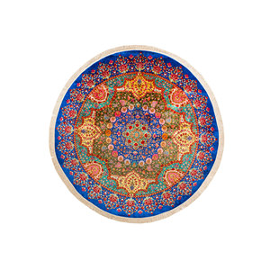 Tapis en soie noués à la main Gulmarg Blue-Skps-198 pour la prière - Product Image 1