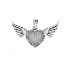 Colgante personalizado de alta calidad, Collar de plata de ley 925, montaje de corazón, Ala de Ángel, sublimación, bisel en blanco, componentes de joyería - Product Image 1