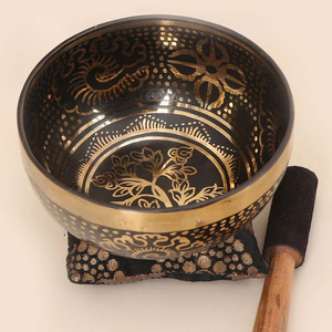 Antique Brass Seven Chakra Black Singing Bowl Spiritual Healing and Home Chakra Bowl for Sound Therapy and Meditation by HHO - Product Image 2