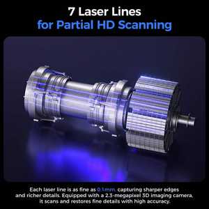 Escáner 3D Creality Raptor Pro de Grado Metrológico, Precisión de 0.02 mm, 22+7 Láseres Azules, USB, Aluminio, Ingeniería Automotriz, Modelado 3D - Product Image 2