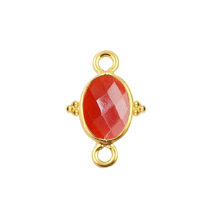 925 Sterling Silver Carnelian Oval Faceted Gemstone Gold Vermeil Fancy Bezel Gemstone Two Loop Jewelry Making <b>Charms</b> - Product Image 1