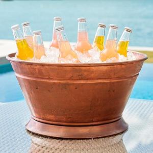 Old Dutch Sustainable Metal and Brass Round <b>Copper</b> Party Tub Taper Shape Drinkware Accessory for Bar Use - Product Image 3