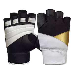Guantes antideslizantes unisex para levantamiento de pesas de medio dedo, equipo de gimnasio transpirable de cuero genuino para deportes - Product Image 4