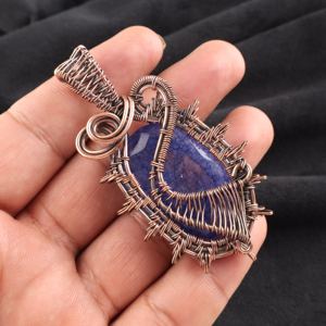 Silver Plated Copper Wire <b>Wrapped</b> Madagascar Sapphire Oval Cut Fashion Pendant Charm For <b>Bridal</b> Anniversary Gift Necklace - Product Image 2