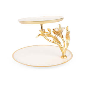 Soporte de pastel de 2 niveles de metal de alta calidad Mango floral en precio al por mayor de La India - Product Image 4