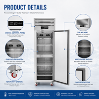 Réfrigérateur vertical commercial 500L à porte simple en acier inoxydable avec refroidissement par ventilateur et compresseur Embraco