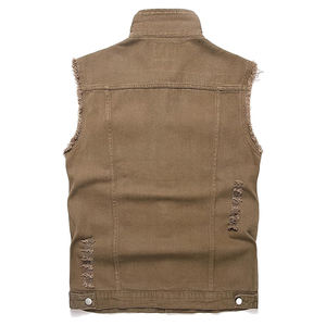 Chaleco Vaquero Casual de Otoño para Hombre, Lavado a la Piedra, Cuello en V, Un Botón, Secado Rápido, Transpirable, Ecológico, Servicio OEM - Product Image 2