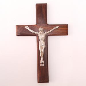 Cruz de pared de crucifijo católico con estatua de Jesucristo de latón-decoración cristiana, decoración de Jesús para el hogar, oficina, Iglesia-Cruz de madera 11" - Product Image 2