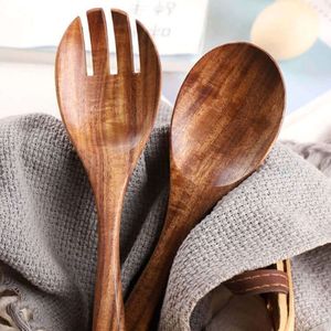 Servidores de ensalada de madera natural de alta calidad de 2 piezas High Scoop Nuevo diseño PC Vajilla Restaurante Fiestas Directo Vietnam Mayoristas - Product Image 4
