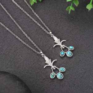 Collar hecho a mano de piedra natural de plata de ley con rodio y chapado en oro y colgante de ajuste de bisel para mujer - Product Image 3