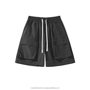 Pantalones cortos Cargo con cintura elástica para hombre, cinco bolsillos, fondo blanco, ropa de trabajo de verano, pantalones deportivos informales de ocio, cordón de talla XS - Product Image 6